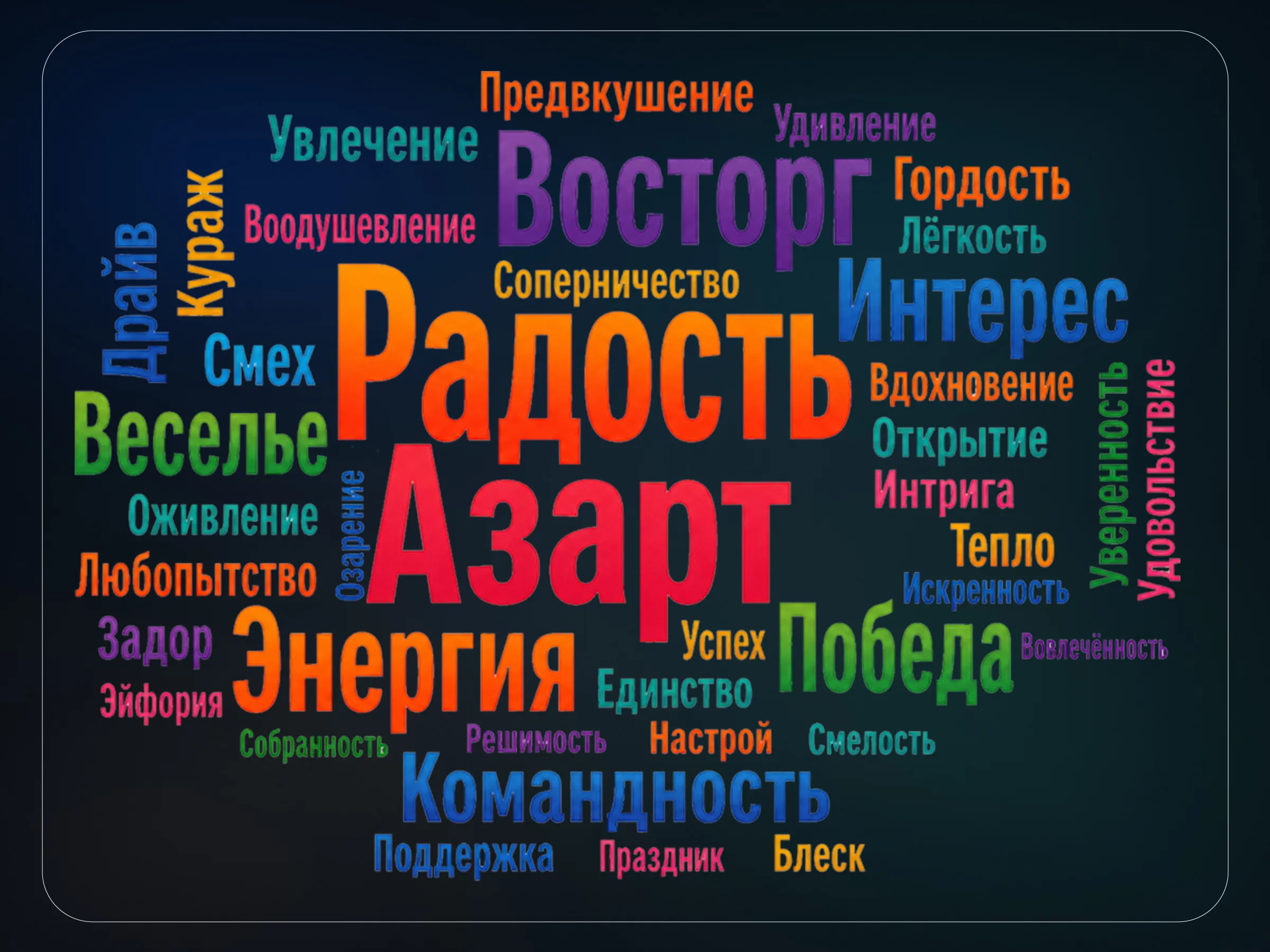 Визуал механик сценария: эмоции, азарт, радость, командность и вовлечение