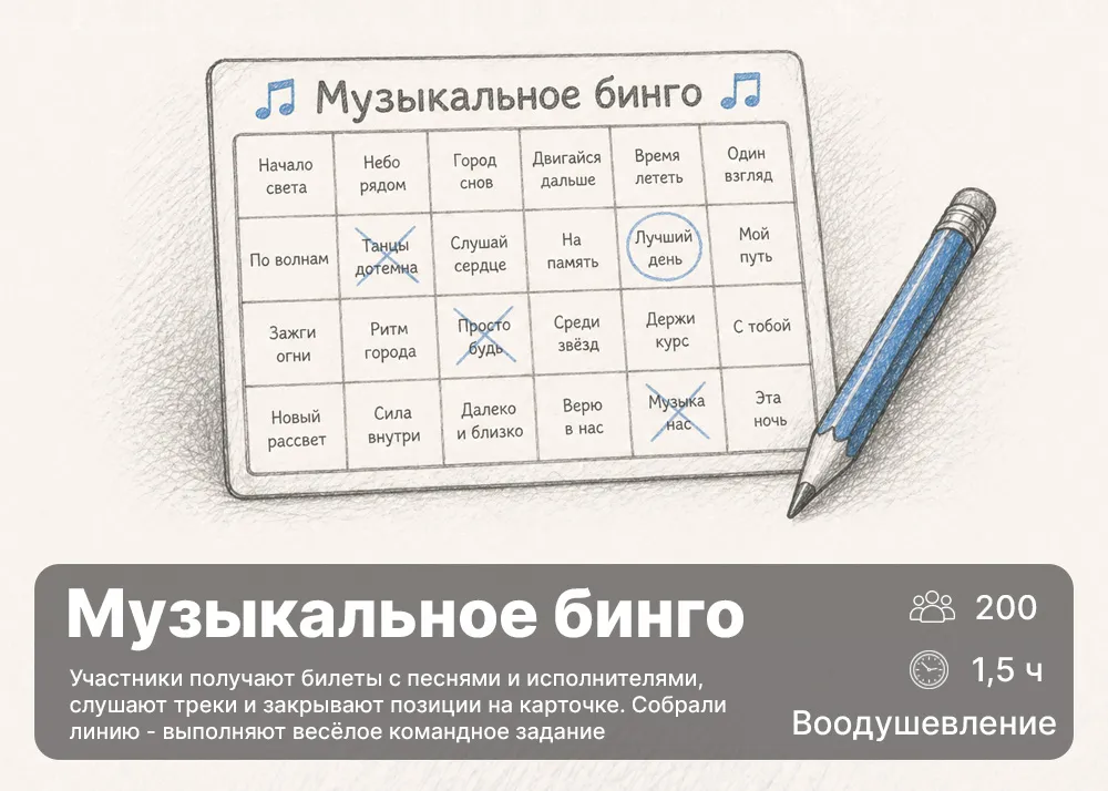 Пример визуала формата Музыкальное бинго